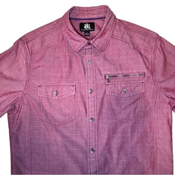 Rock & Republic Edgy Shirt with Zipper and Seam Detail in Pale Red Men’s M - Picture 4 of 11